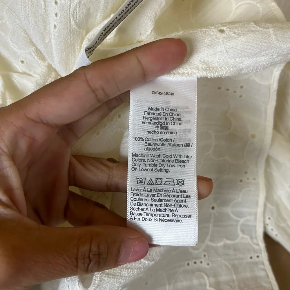 Madewell White Eyelet Wrap Peplum Blouse